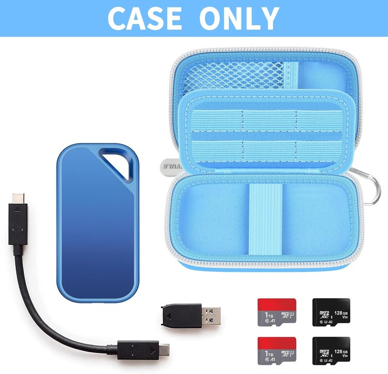 PAIYULE Case Compatible with SanDisk 1TB 2TB 4TB 500GB 8TB for SanDisk Extreme PRO Portable SSD External Hard Drive, Memory Card SD SDXC SDHC Card Storage Holder Organizer (Box Only)(Lightblue) - Image 2